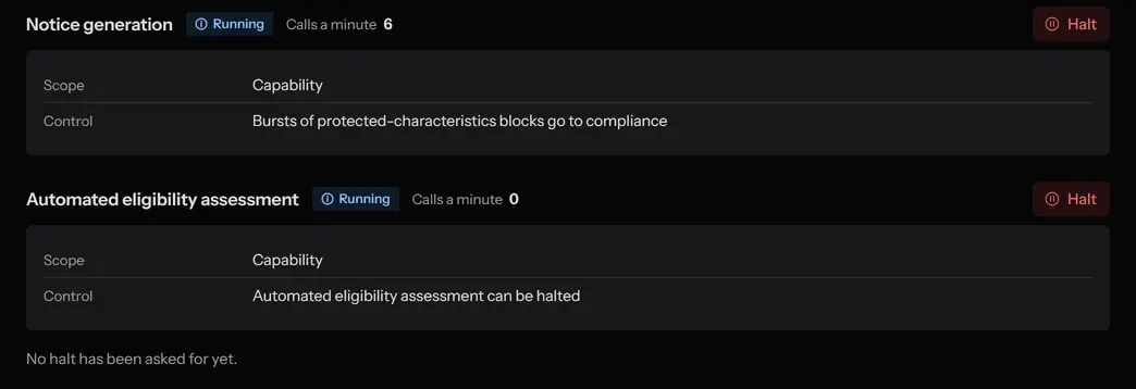 Human, halts: capabilities a person can halt